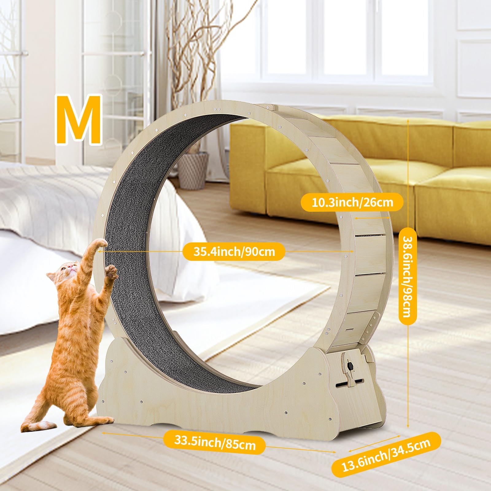 Homegroove cat wheel wide base enhances stability during activity
