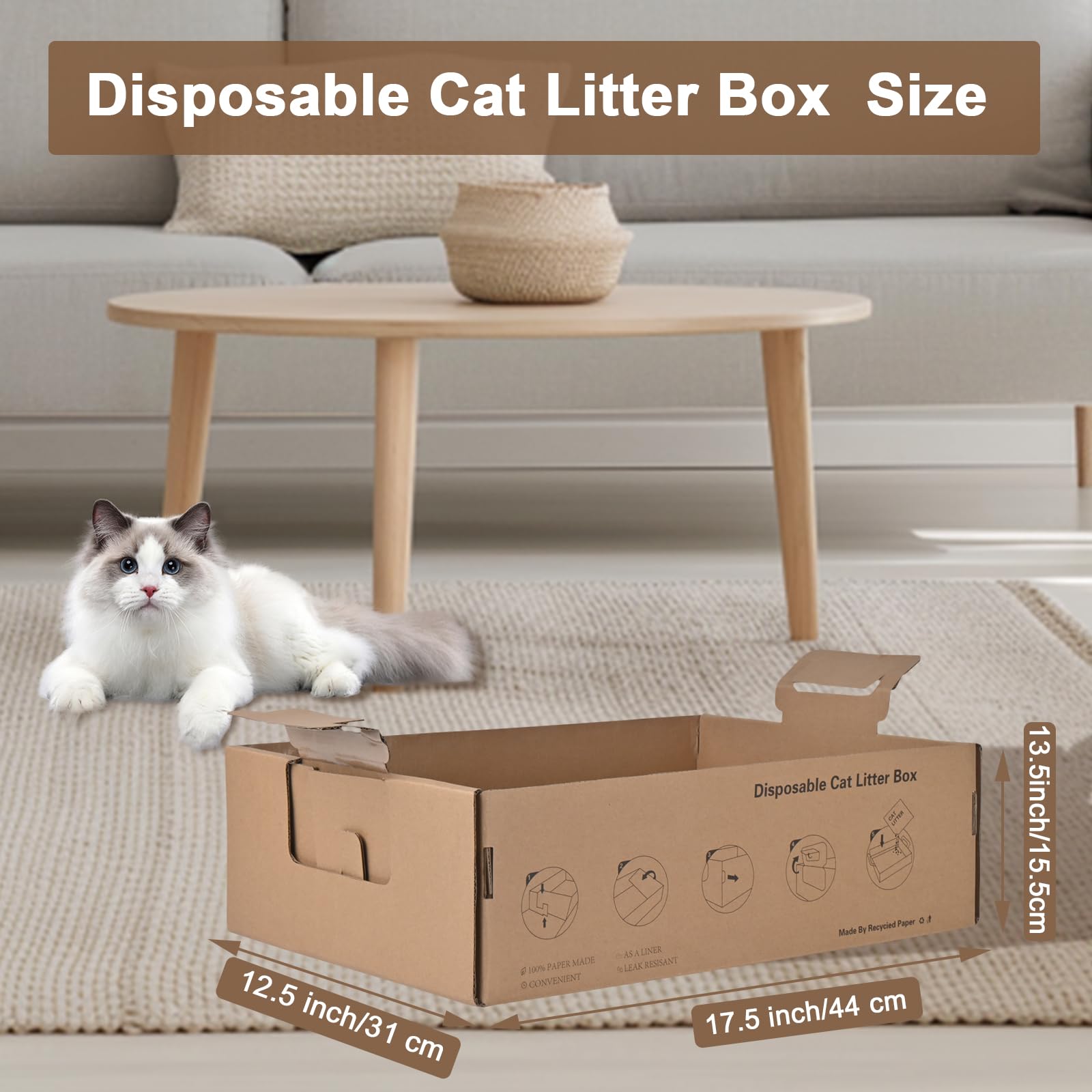 Homegroove disposable litter box assembled-top-view demonstrates quick setup.