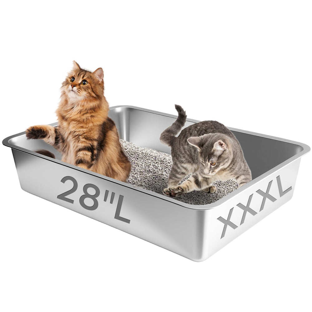 Homegroove extra-large stainless steel litter box open-top showing spacious space and easy access