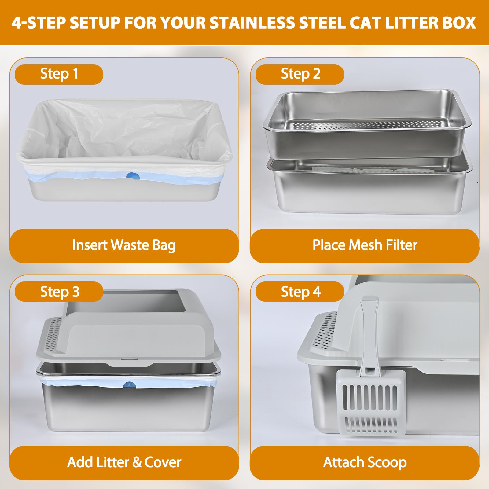 Homegroove accessories including scoop, urine pads, bags for maintenance