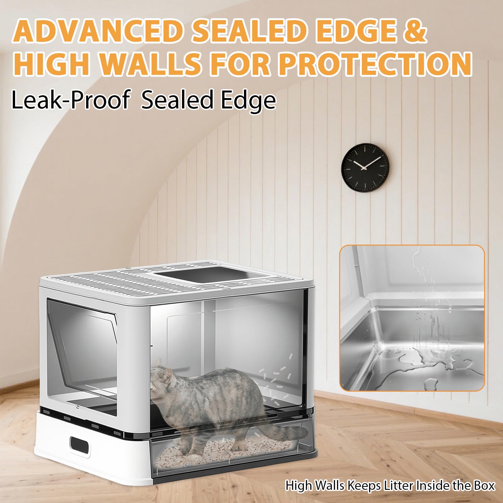 Homegroove enclosed litter box with lid and high sides for odor containment