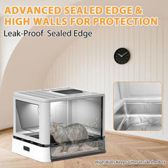 Homegroove enclosed litter box with lid and high sides for odor containment