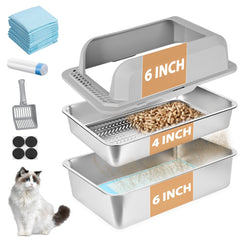 Homegroove stainless steel sifting litter box for pine pellets with easy waste separation