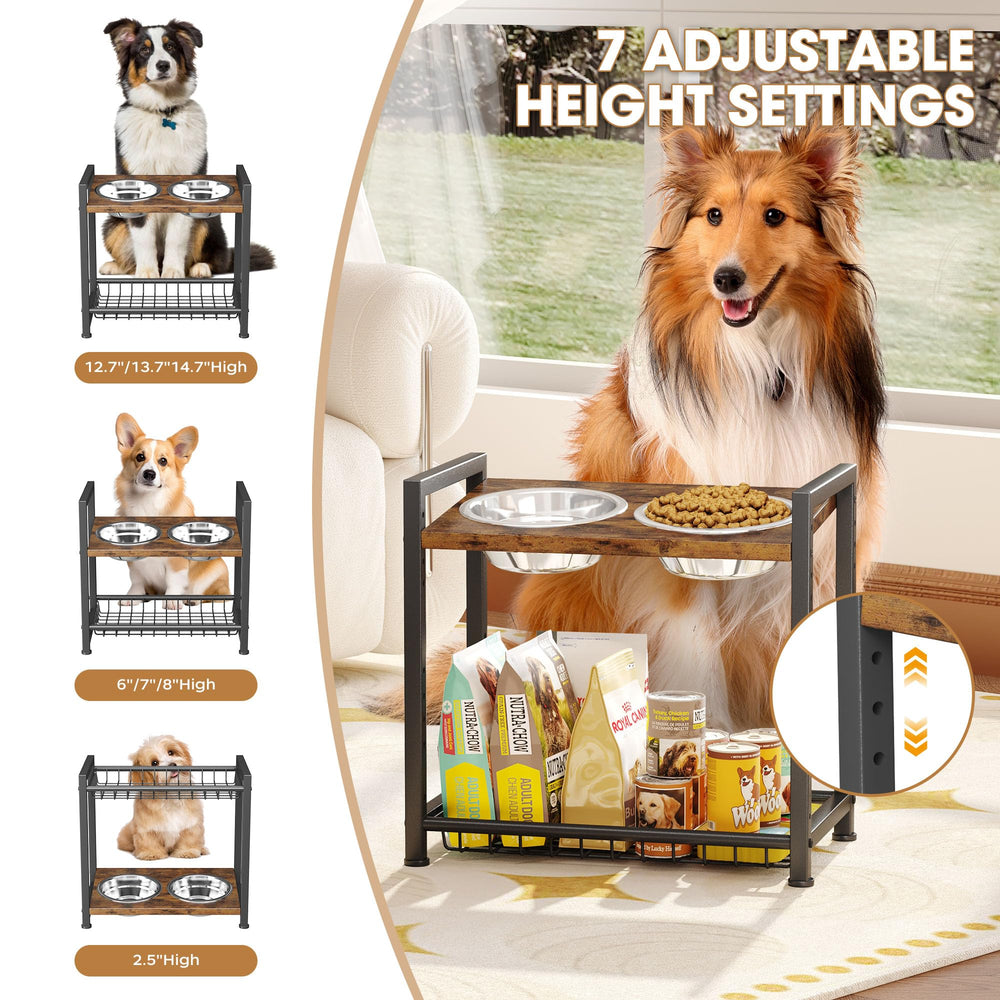 Homeiju elevated stand at 6 inch height supports comfortable posture for medium dogs.