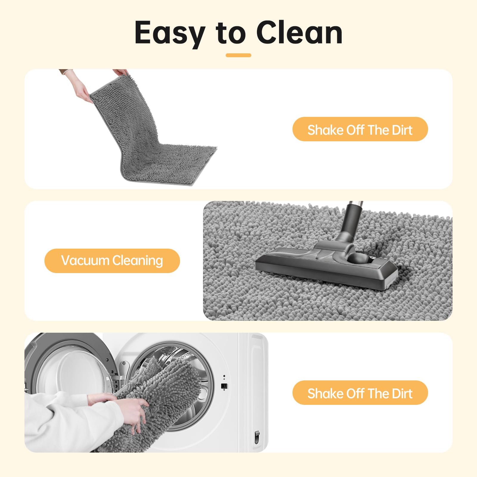 HOMEK entryway rug machine washable for easy cleaning and care.