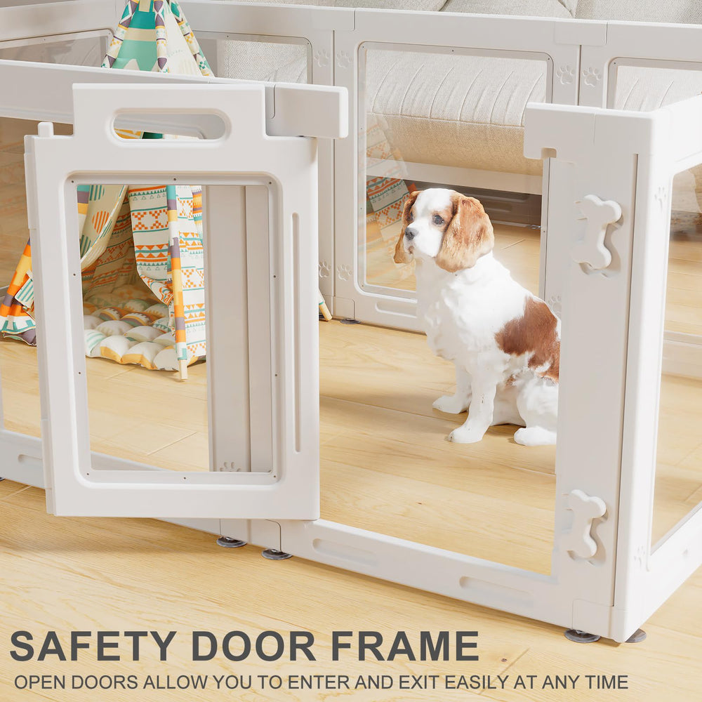 Homelio clear acrylic dog playpen scratch-resistant build withstands daily use with pets.