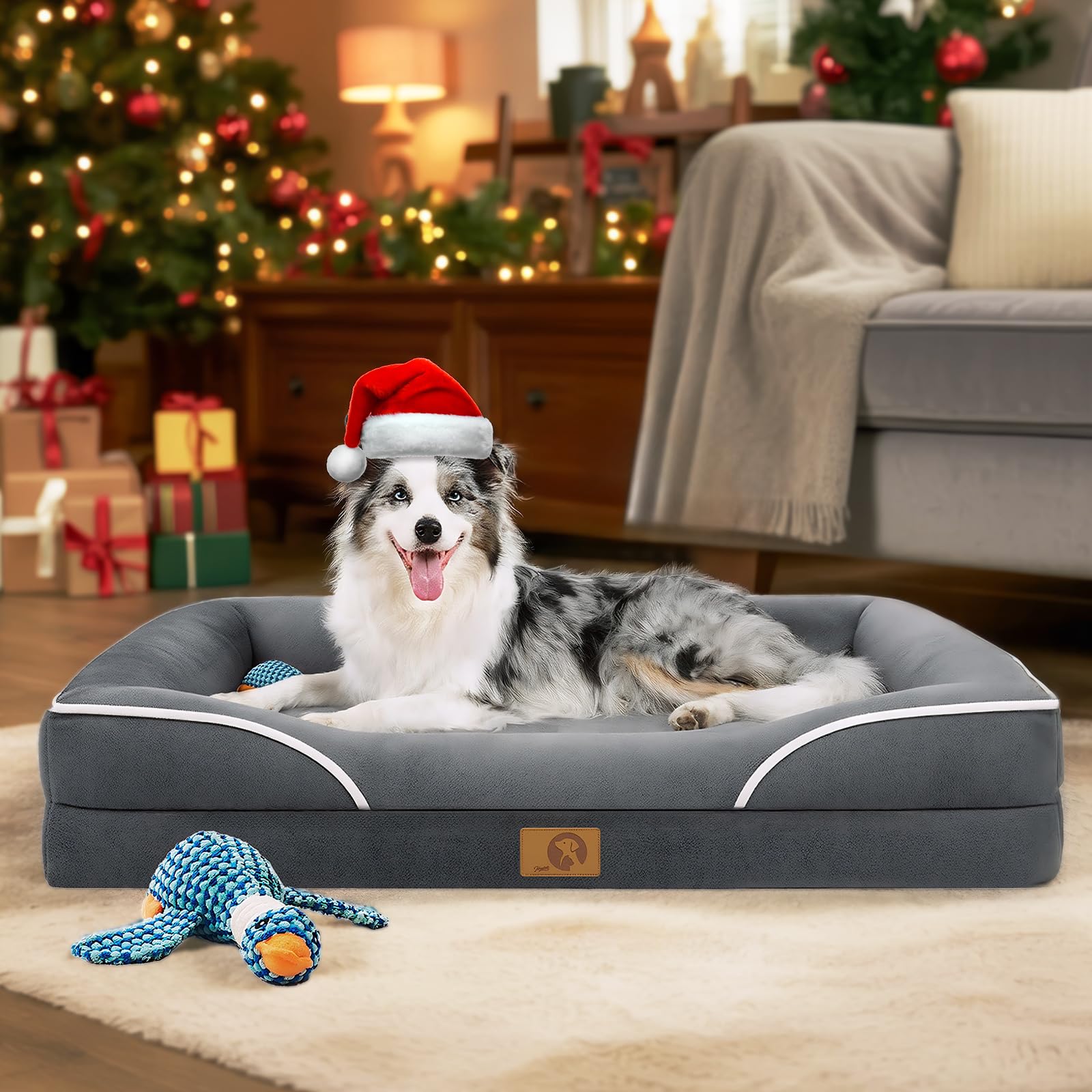 Homemate dog bed large 42x30 inch view shows roomy sleeping area for big dogs.