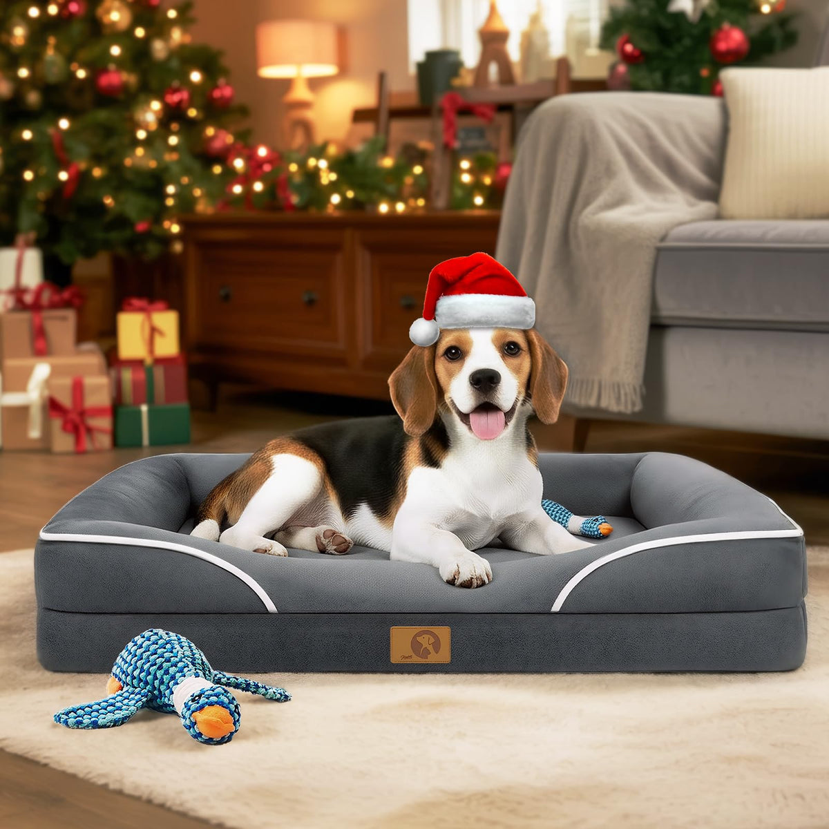 Homemate dog bed orthopedic foam closeup showing joint-supporting foam for comfort
