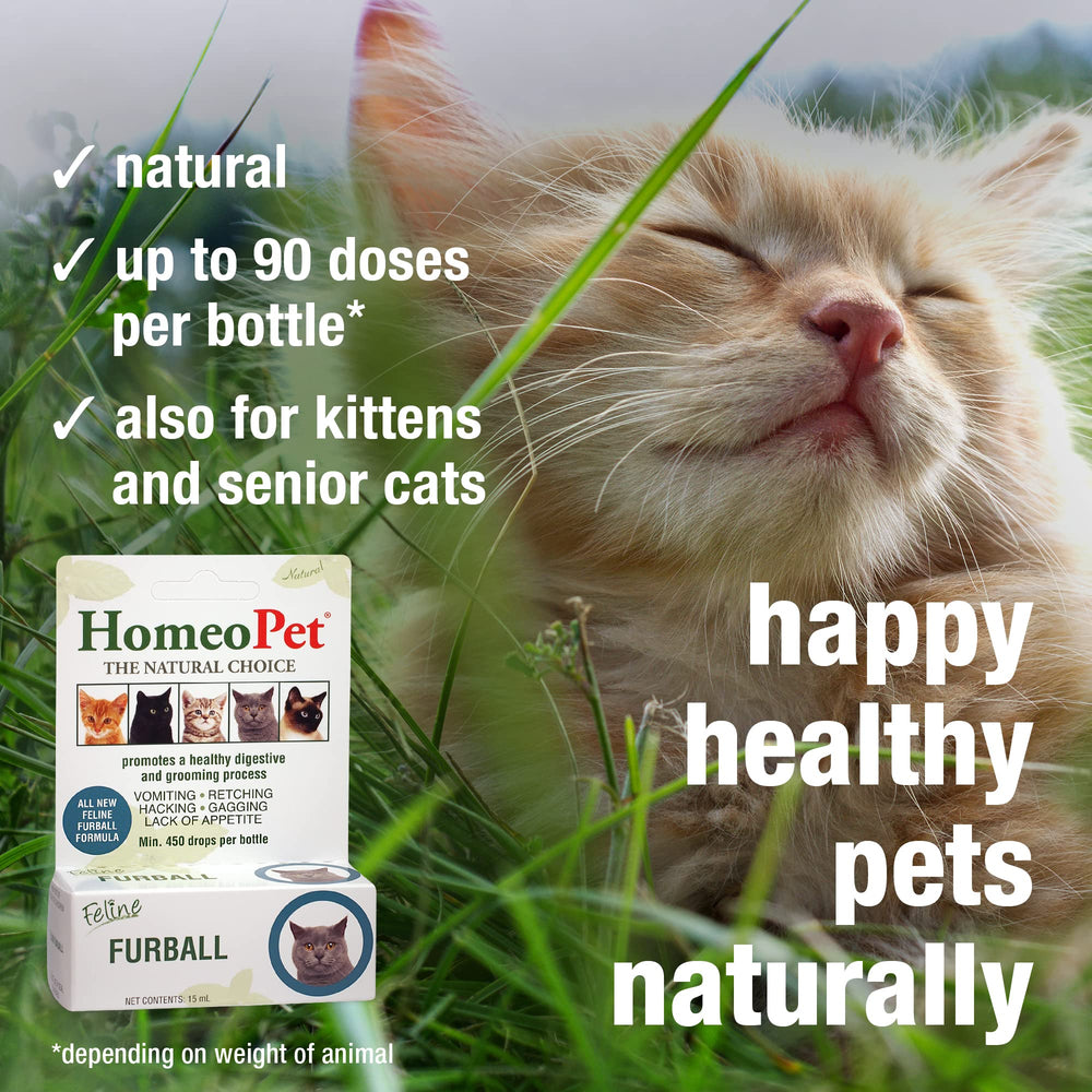 HomeoPet cat all-ages suitability graphic for kittens to seniors.
