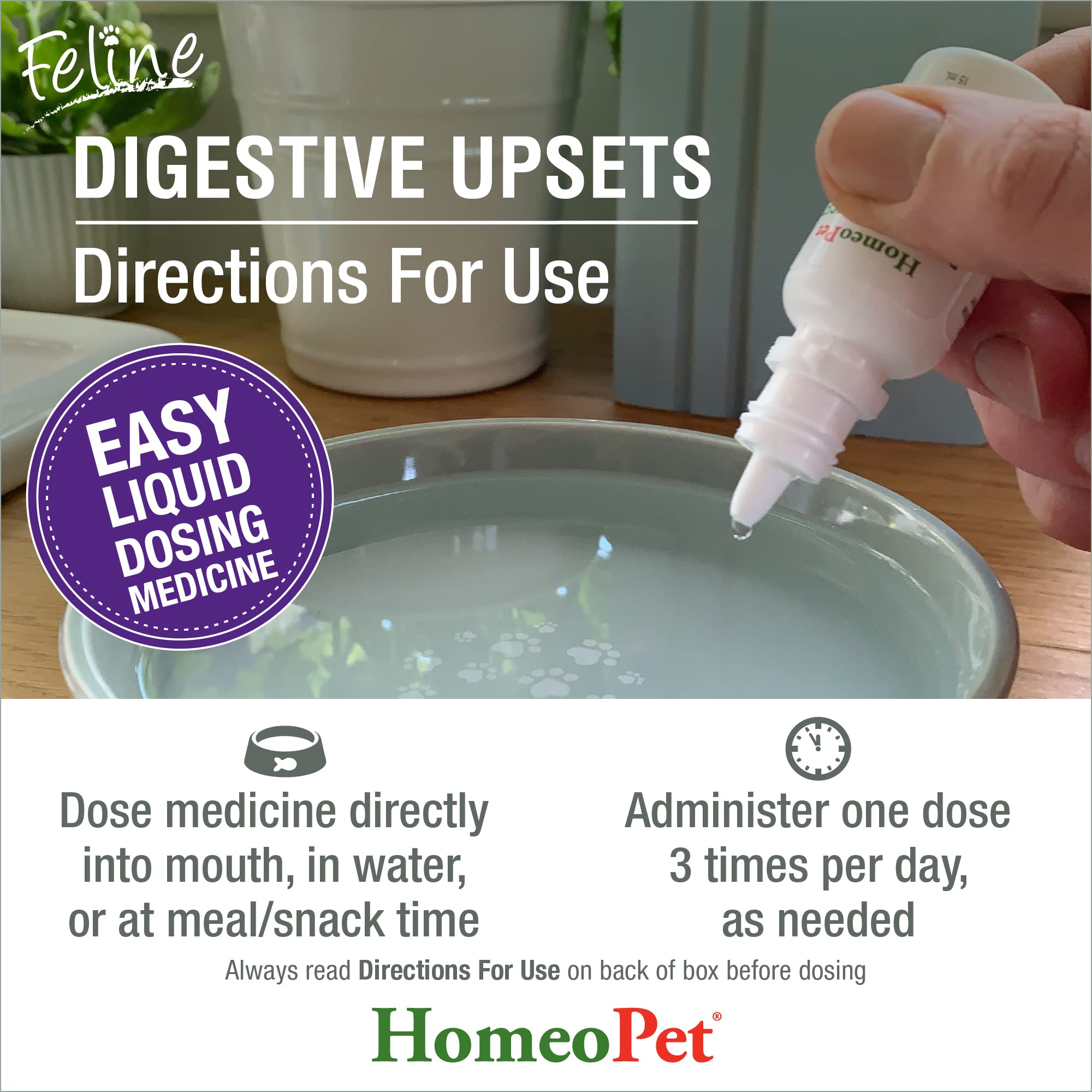 HomeoPet Feline Digestive Upsets at meal time aids gentle digestion.