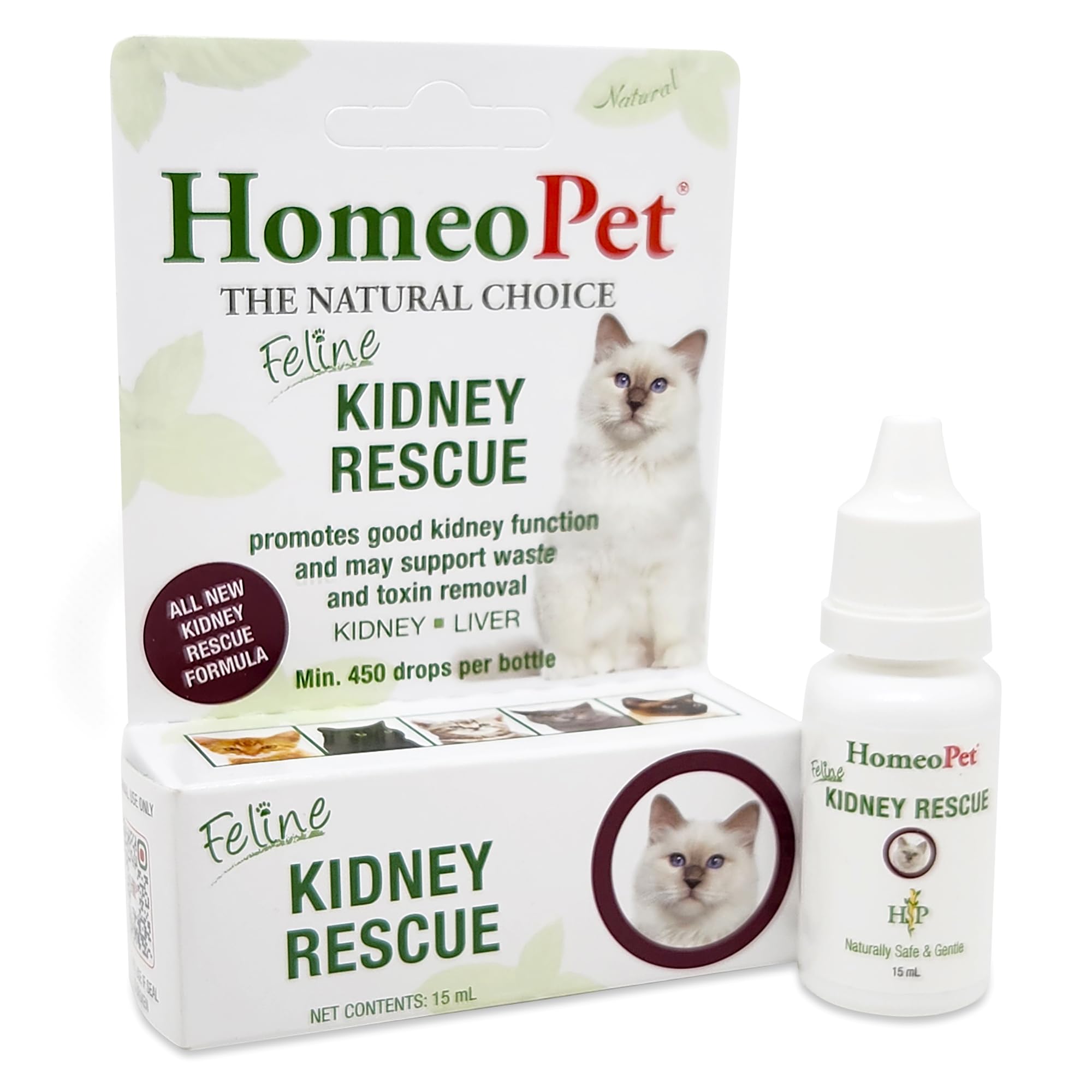 HomeoPet Feline Kidney Rescue, botella vertido, soporte suave a la función renal del gato