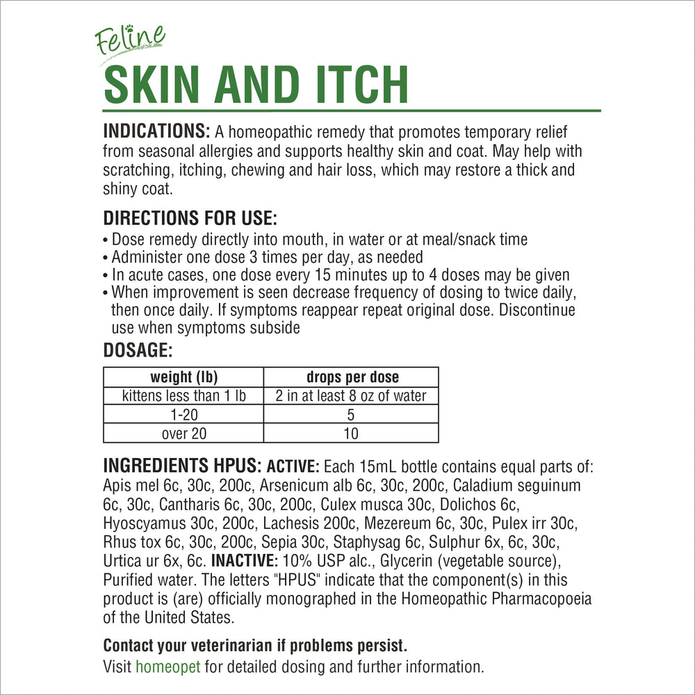 HomeoPet ingredients label highlights safe, natural homeopathic formula.