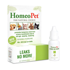 HomeoPet Leaks No More bottle-pour enables easy pet dosing.