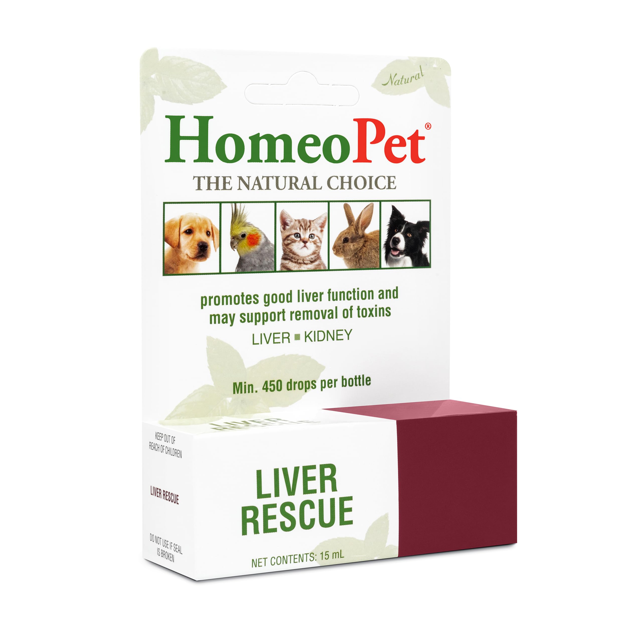 HomeoPet Liver Rescue 15 mL bottle highlighting safe, natural liver support.