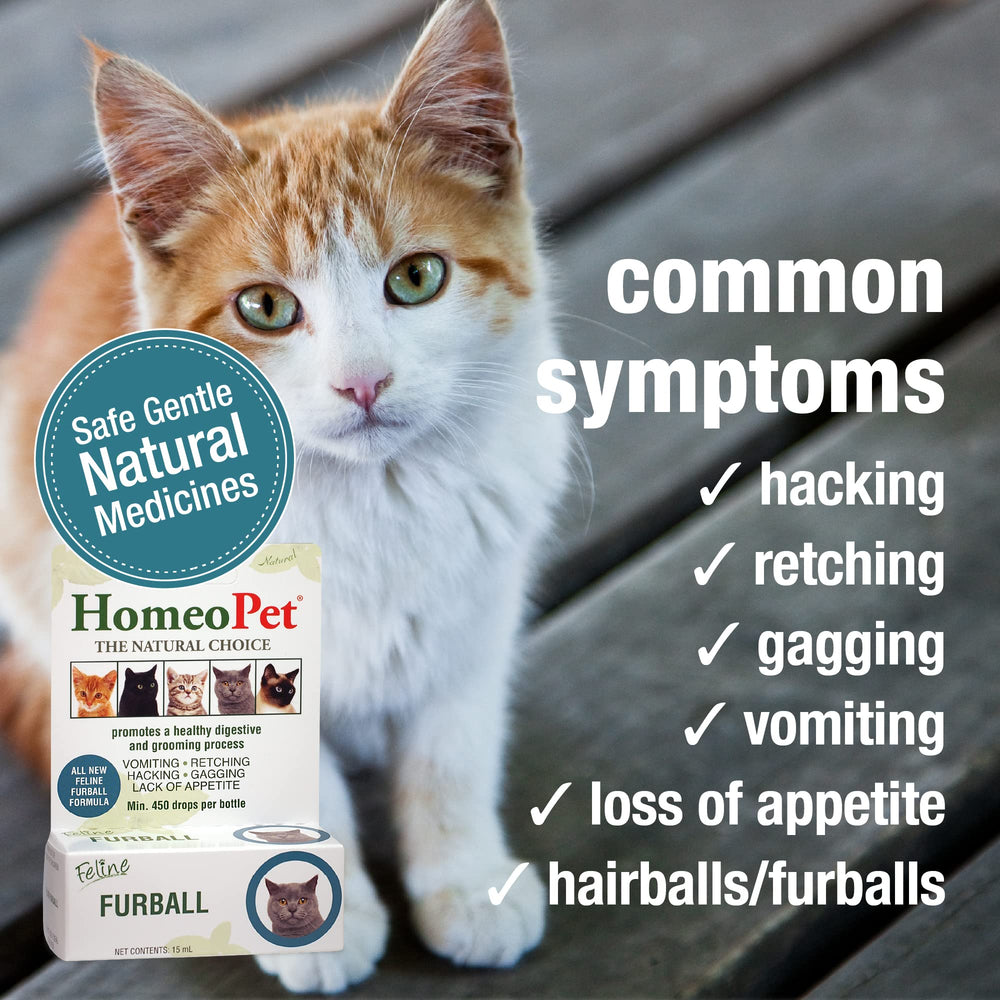 HomeoPet natural ingredients label highlights safe, gentle formula for cats.