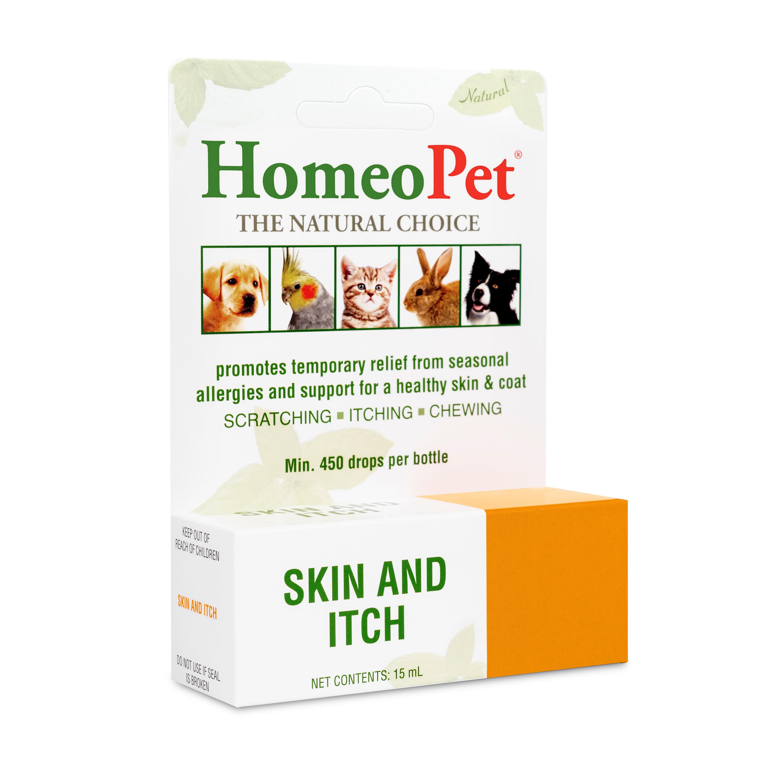 HomeoPet Skin and Itch brand logo on packaging conveying trust