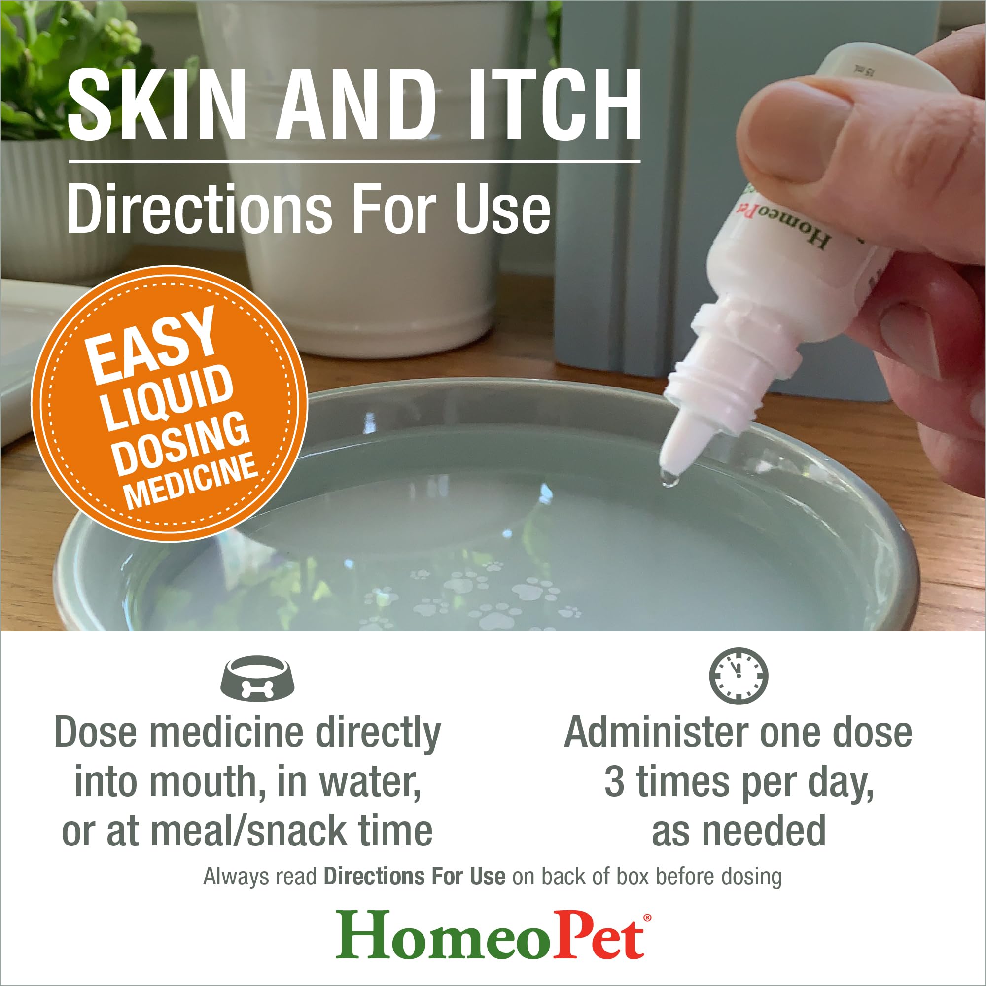 HomeoPet Skin and Itch natural ingredients shown, indicating safe formula