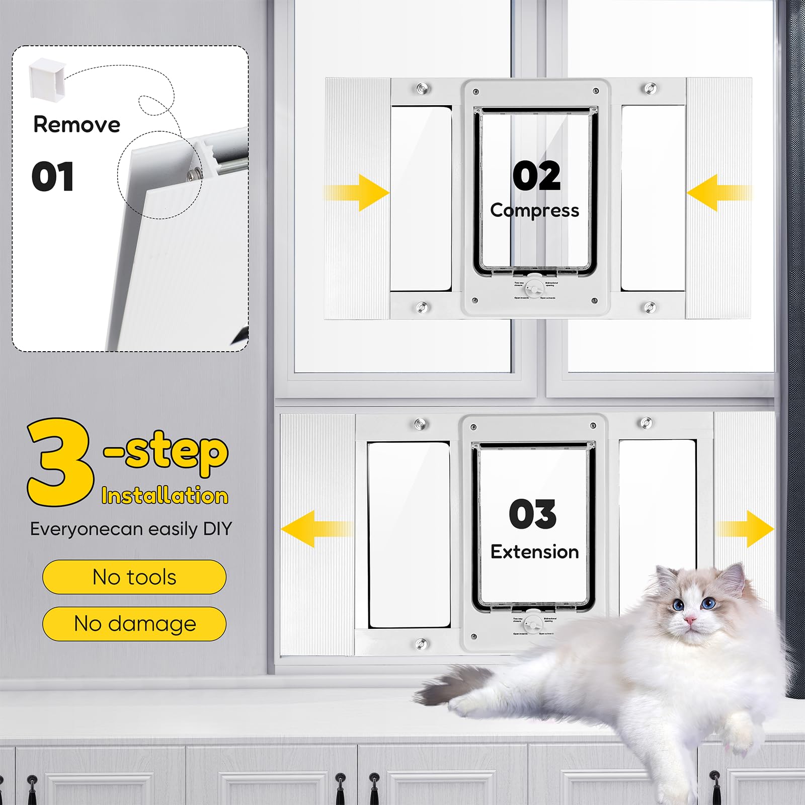 HOMEPEDIA 10-minute install keeps pets indoors without damaging walls.