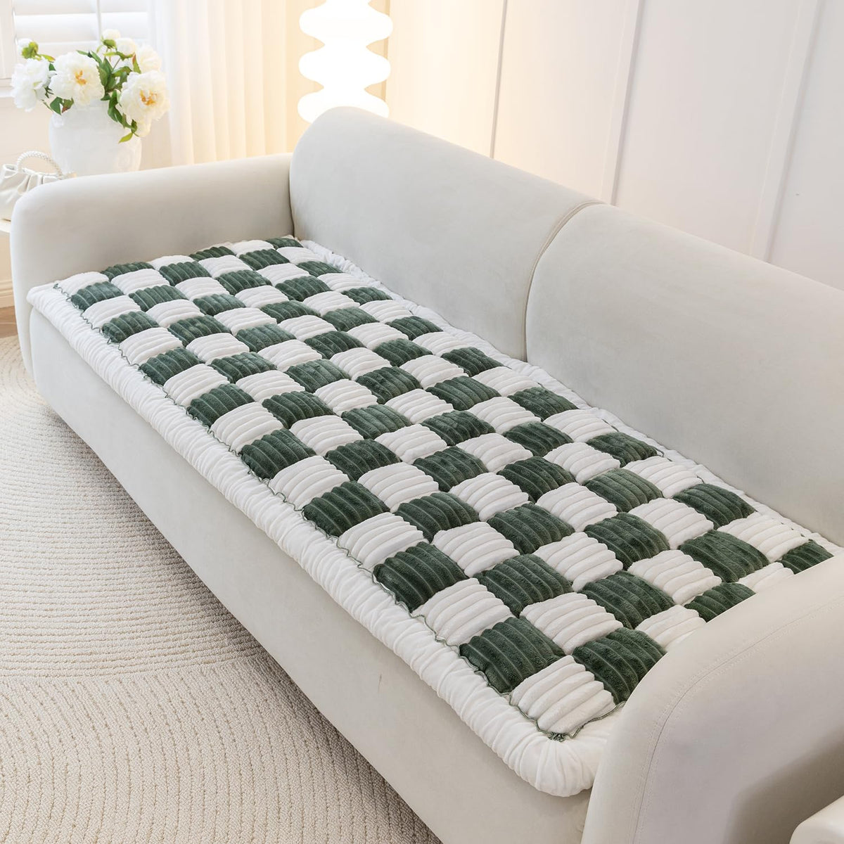 HOMEREFROM pet couch cover with anti-slip back secures on the sofa for protection