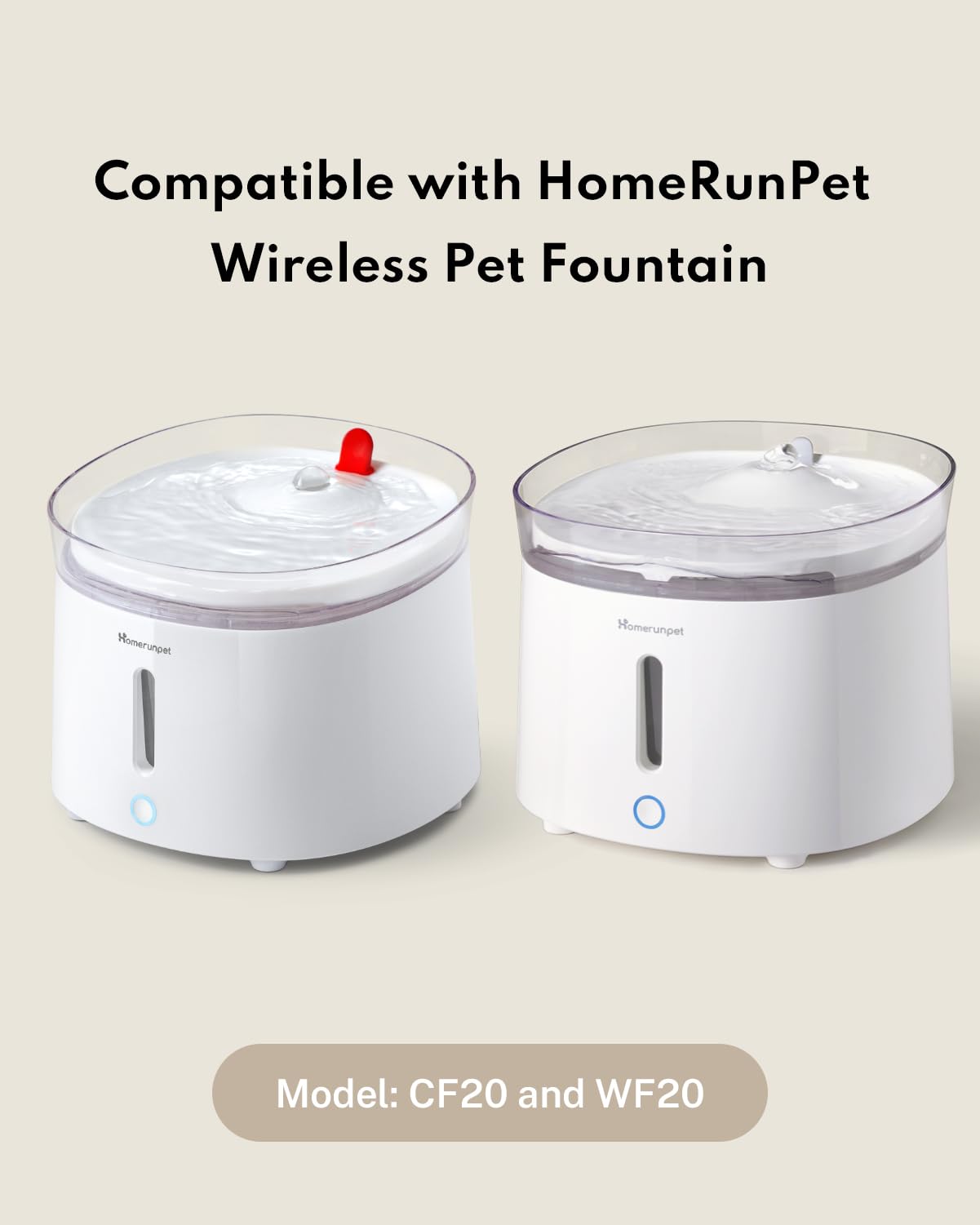HomeRunPet fountain LED indicator shows low-water cue for easy refills.