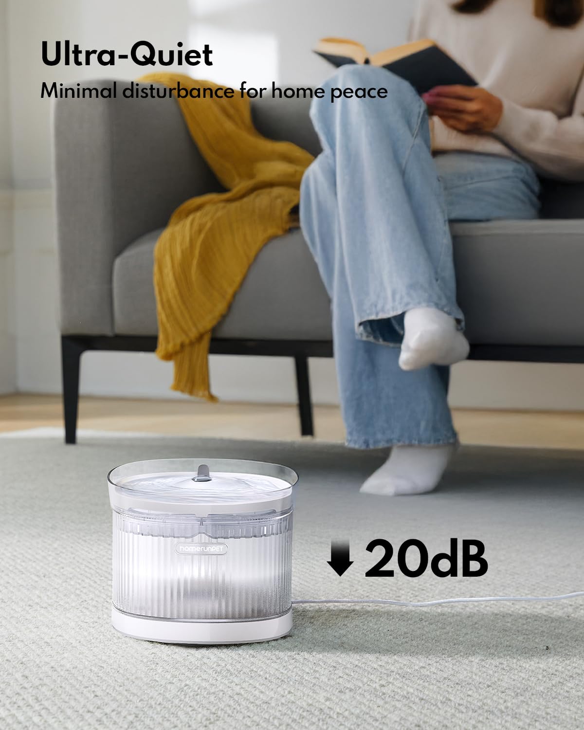 HomeRunPet wireless pump cat fountain travel-safe design helps prevent dry-burn scenarios.