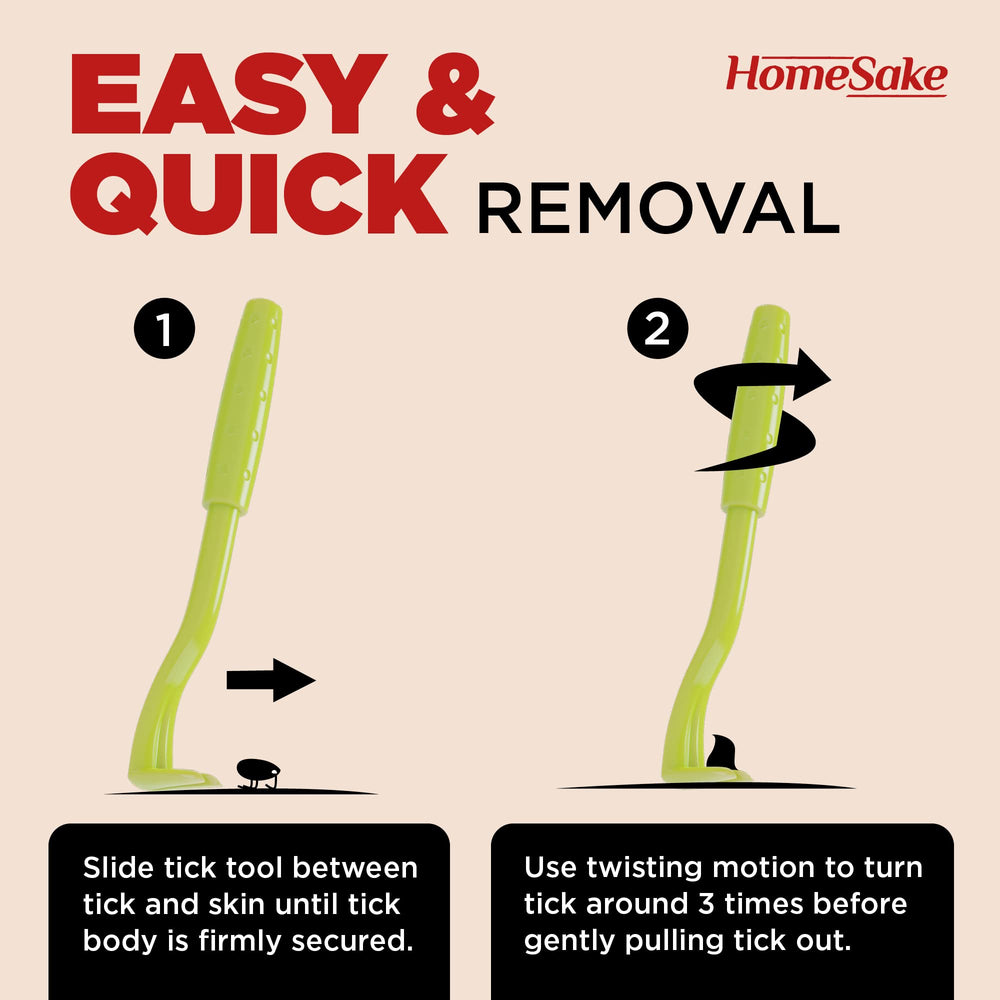 Homesake tick removal tool close-up showing head and body extraction design.