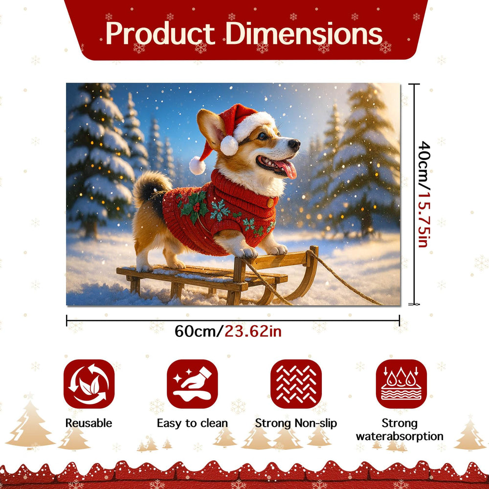 HOMETITUTE holiday mat suits cats and small dogs with festive appeal.