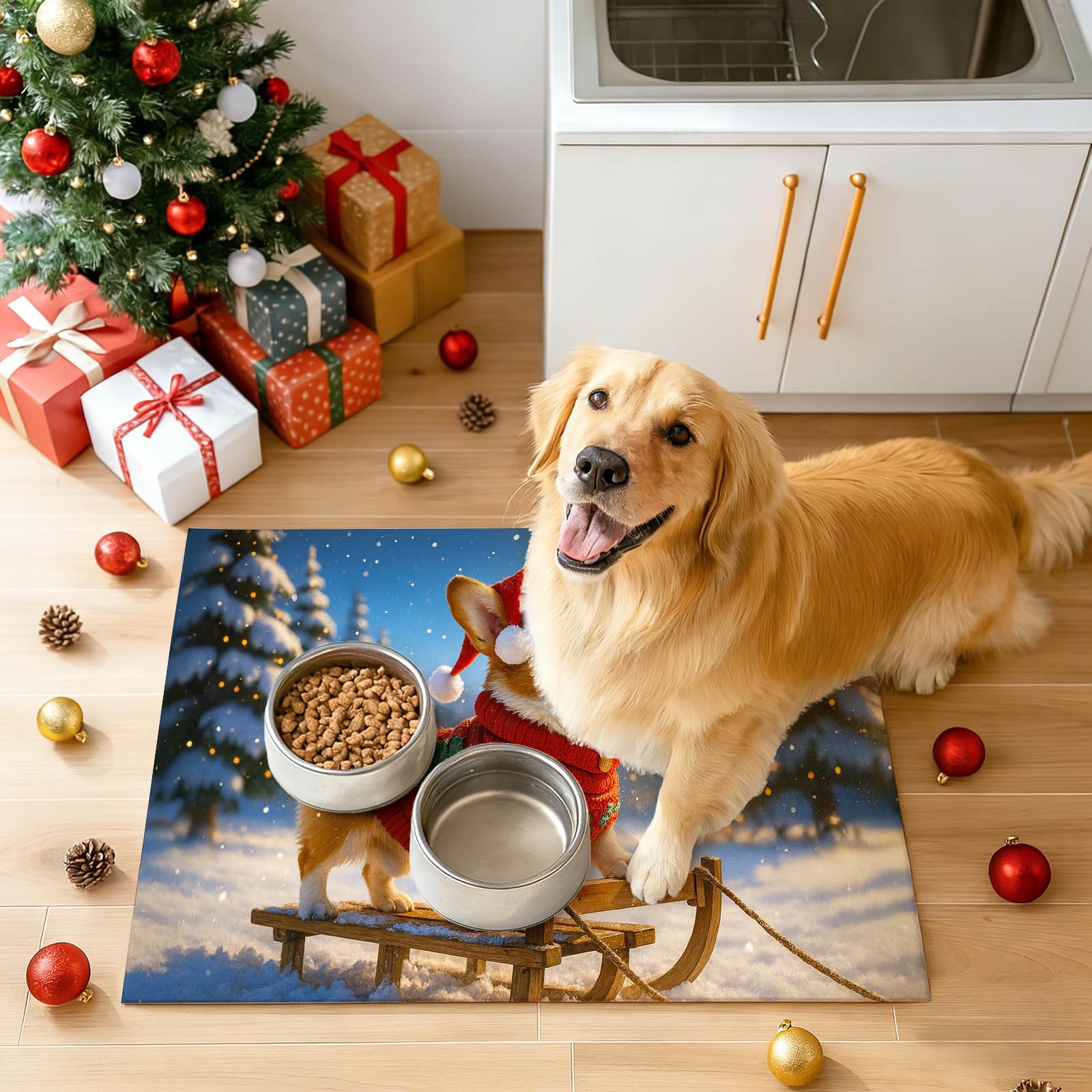 HOMETITUTE portable pet mat rolls up for travel and storage.