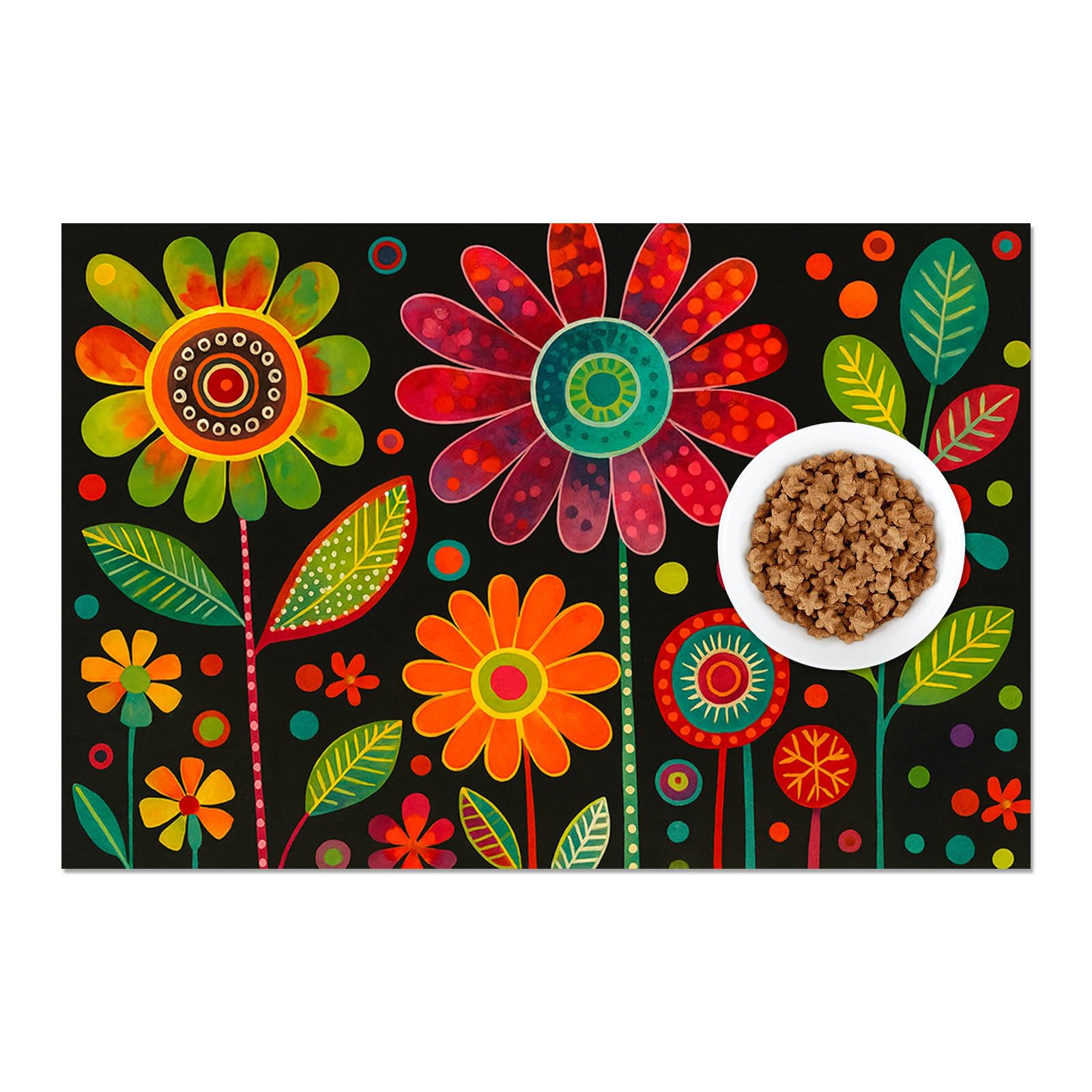 HOMETITUTE Vibrant Flower Pattern Pet Matte design adds style and catches spills.