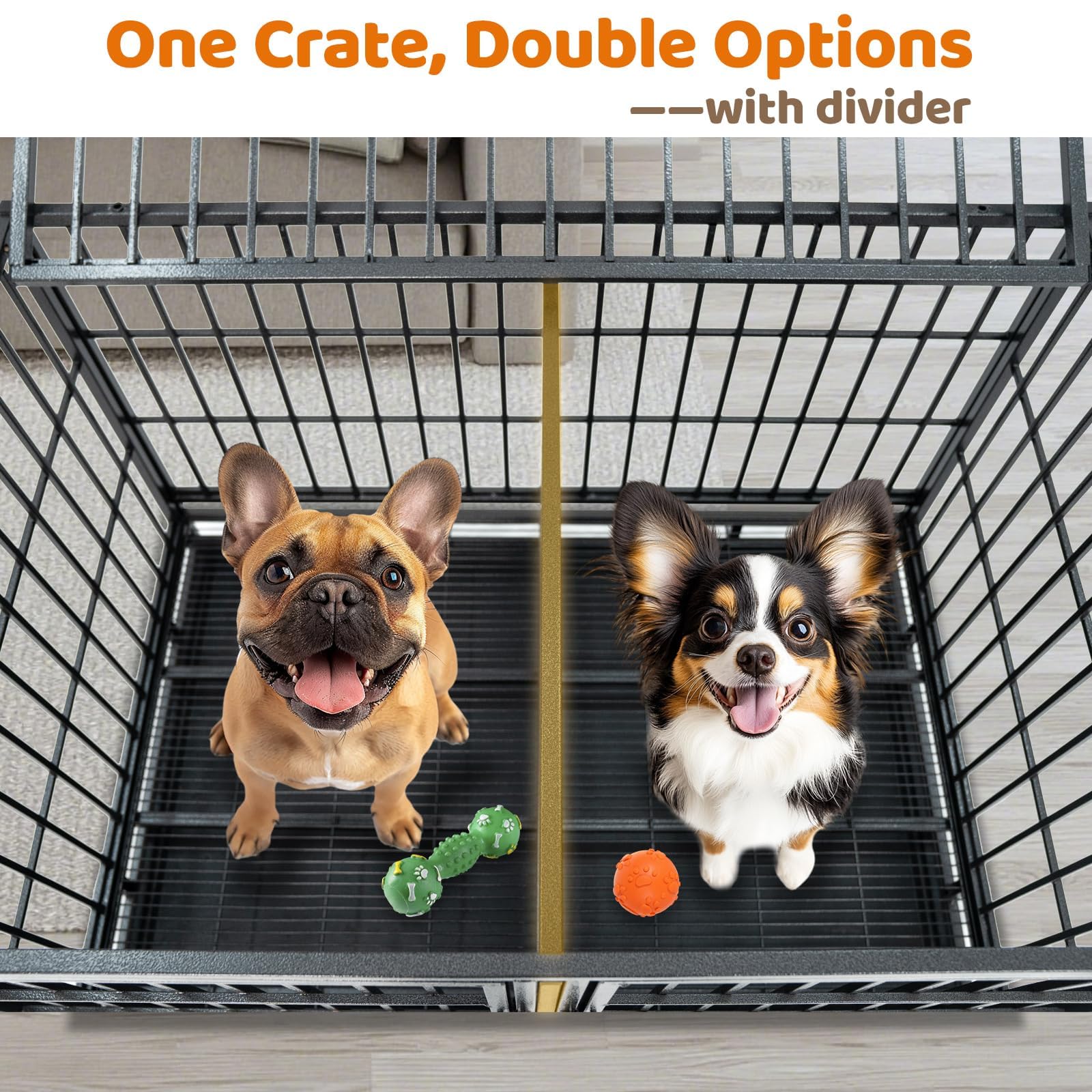 Homey Pet 43-inch crate easy-clean tray and grids for quick maintenance