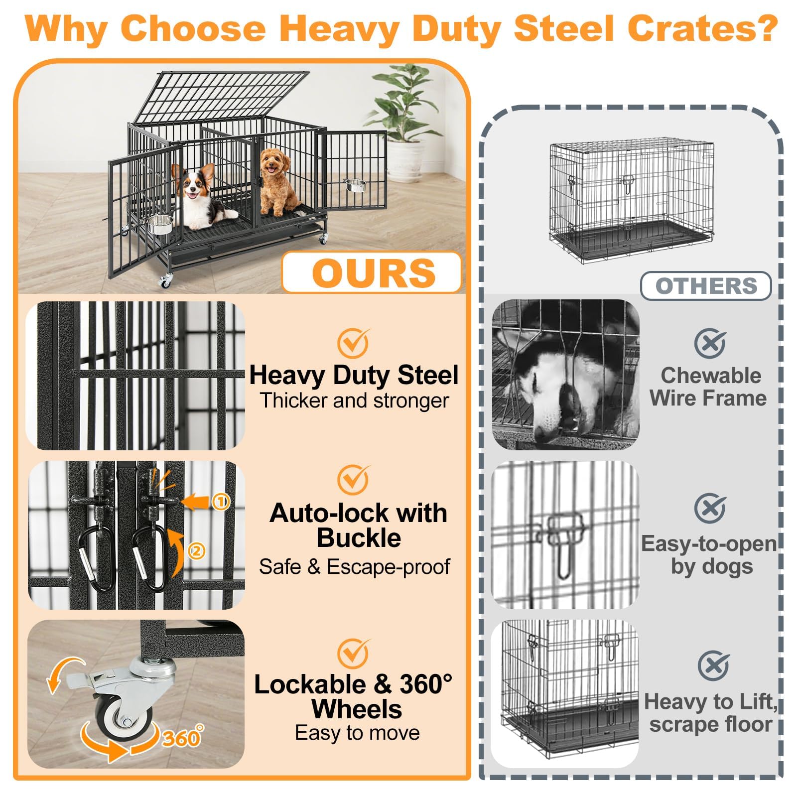 Homey Pet 43-inch crate escape-proof lock for secure containment