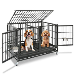 Homey Pet 43-inch crate main view highlighting space-saving stackable design for multiple pets