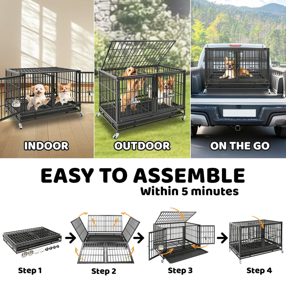 Homey Pet 43-inch crate sturdy steel frame promises durability in daily use