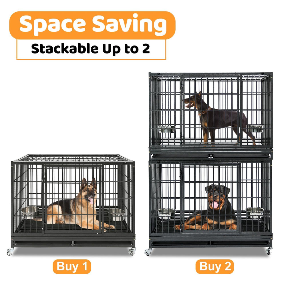 Homey Pet crate side view highlights space-saving stackable design for multi-pet homes.