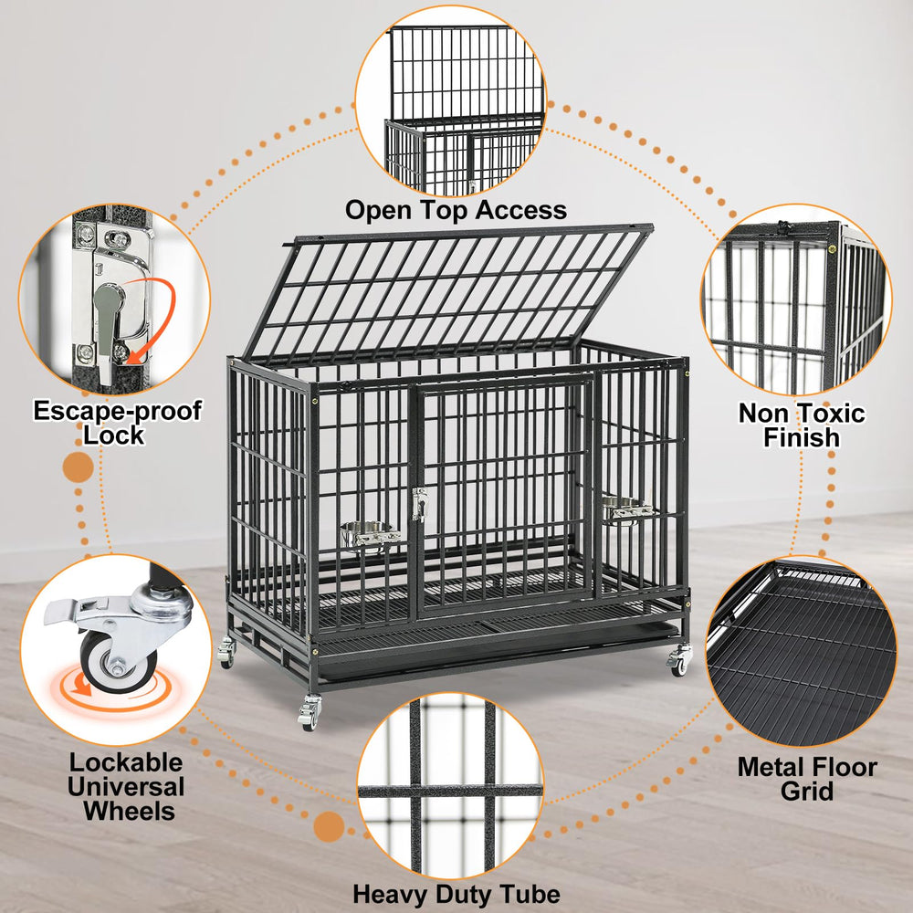 Homey Pet escape-proof crate with crescent auto-lock for secure containment.