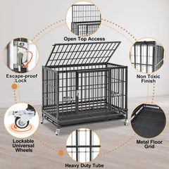 Homey Pet escape-proof crate with crescent auto-lock for secure containment.
