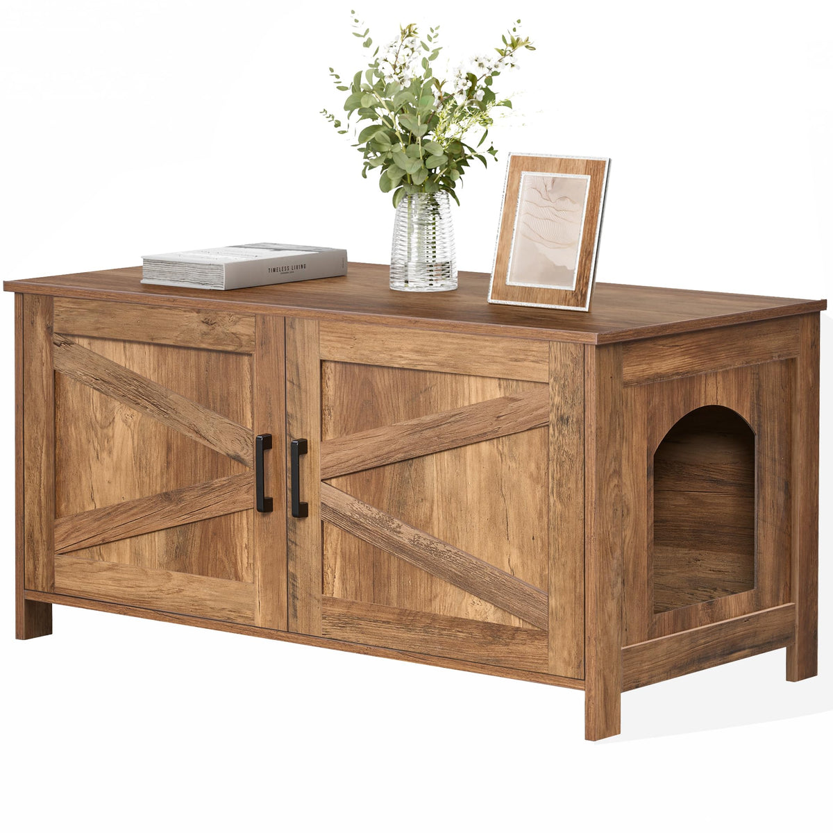 Homhedy 39.4-inch enclosure front view with roomy interior for most litter boxes