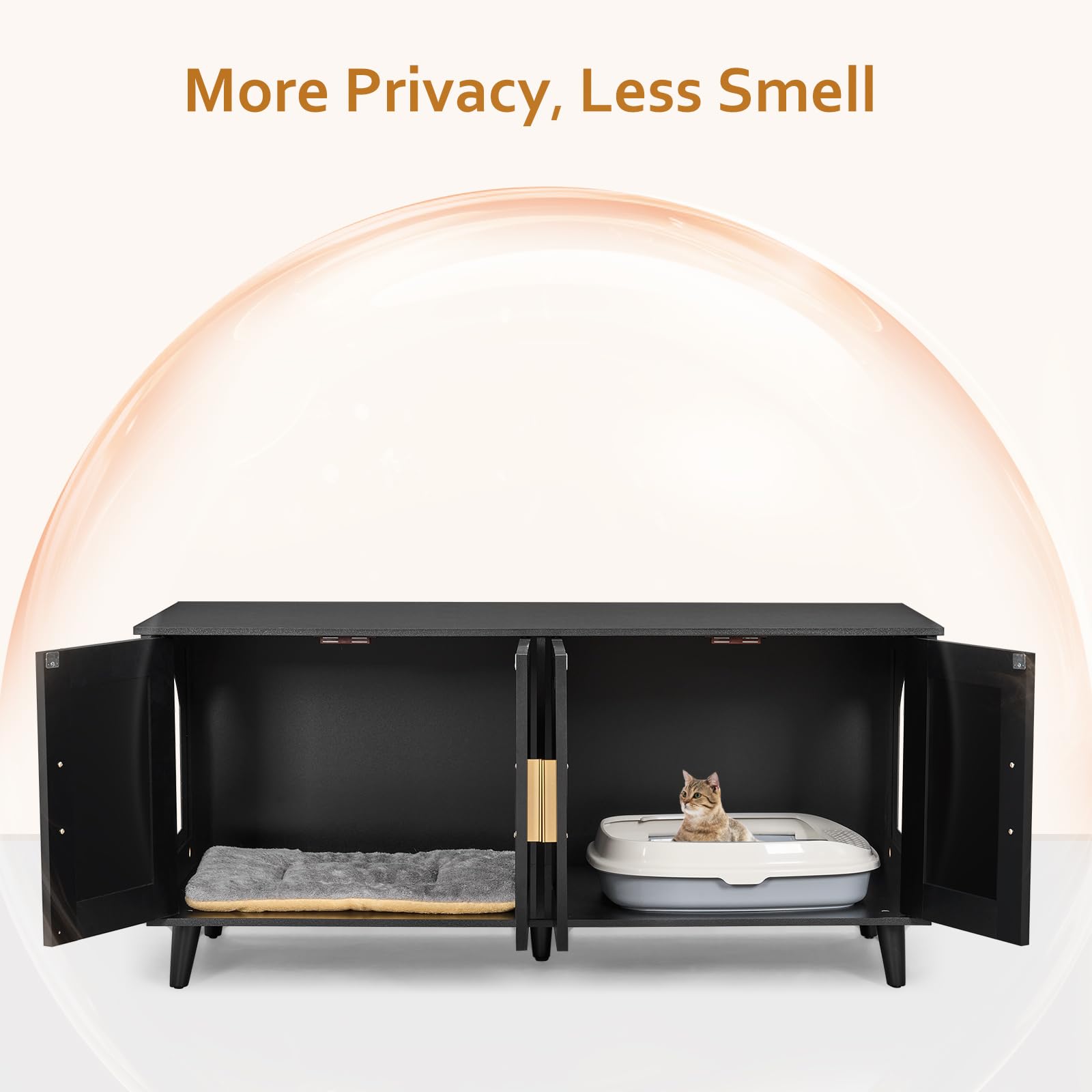 Homhedy boho cat enclosure used as end table or coffee table.