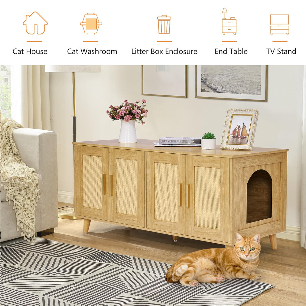 Homhedy Boho enclosure water-resistant veneer surface for easy cleaning.