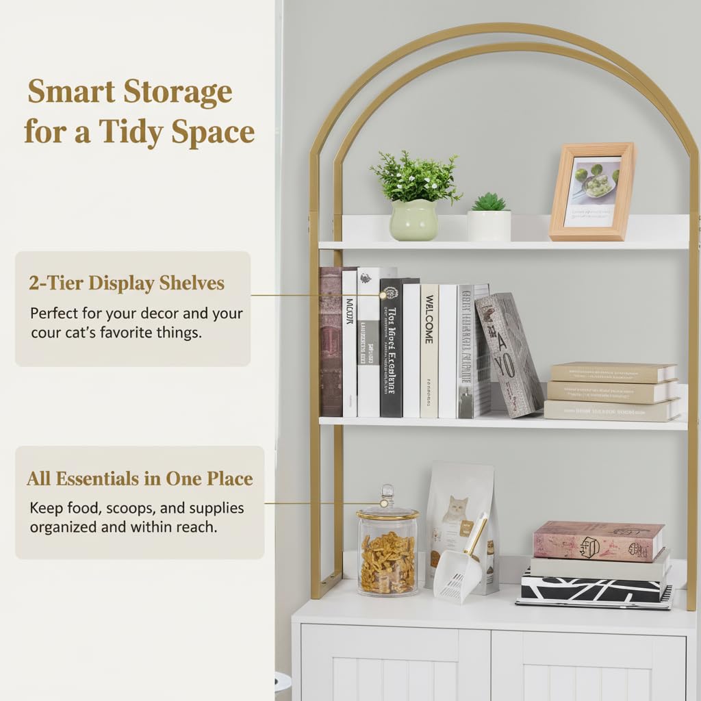 Homhedy enclosure closed door conceals litter box for tidy living space