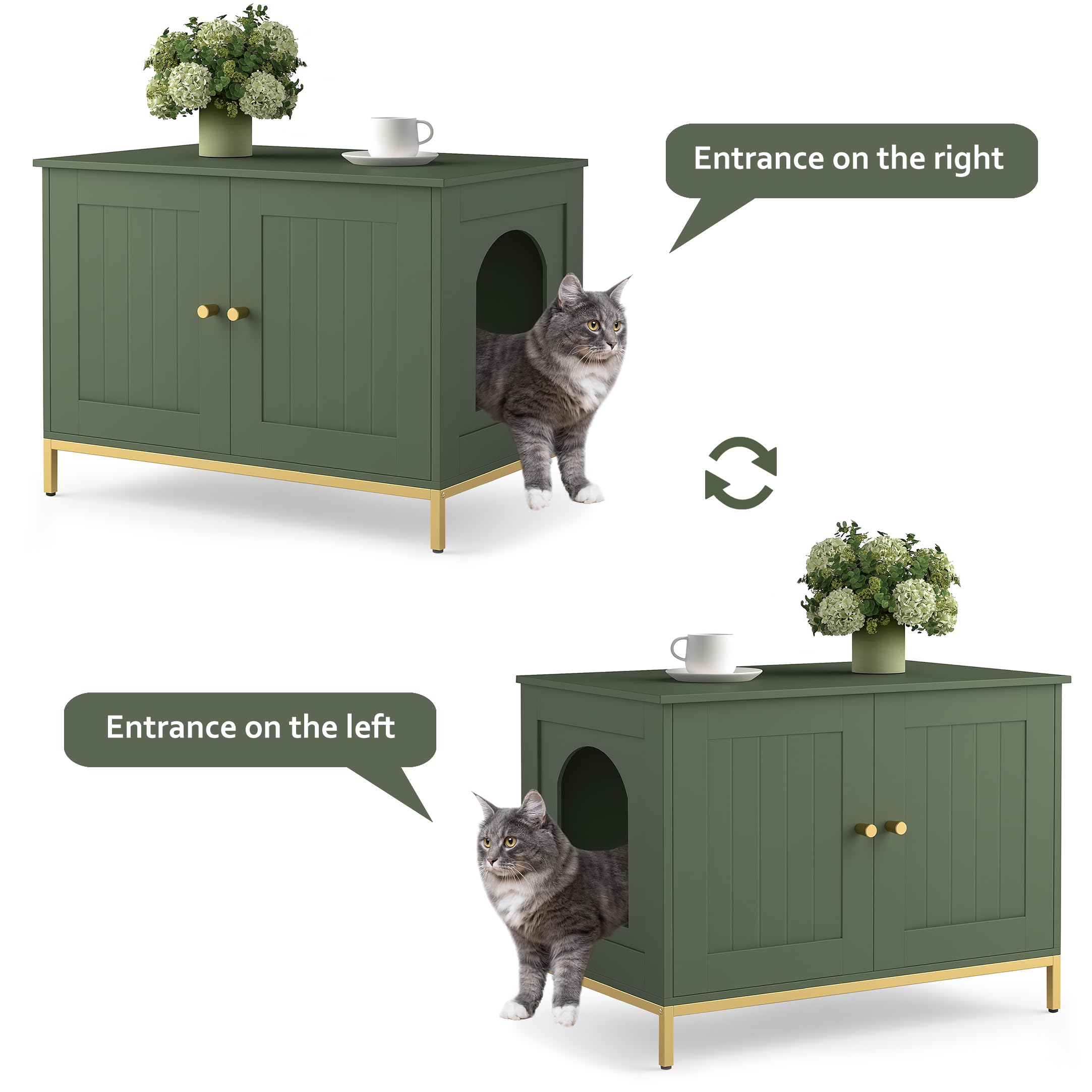 Homhedy size-dimensions closeup emphasizes the cabinet fits most litter boxes