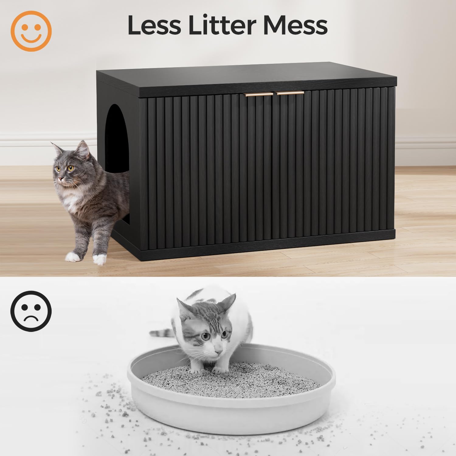 Homhedy cat litter box enclosure flat top supports plants or pet items.