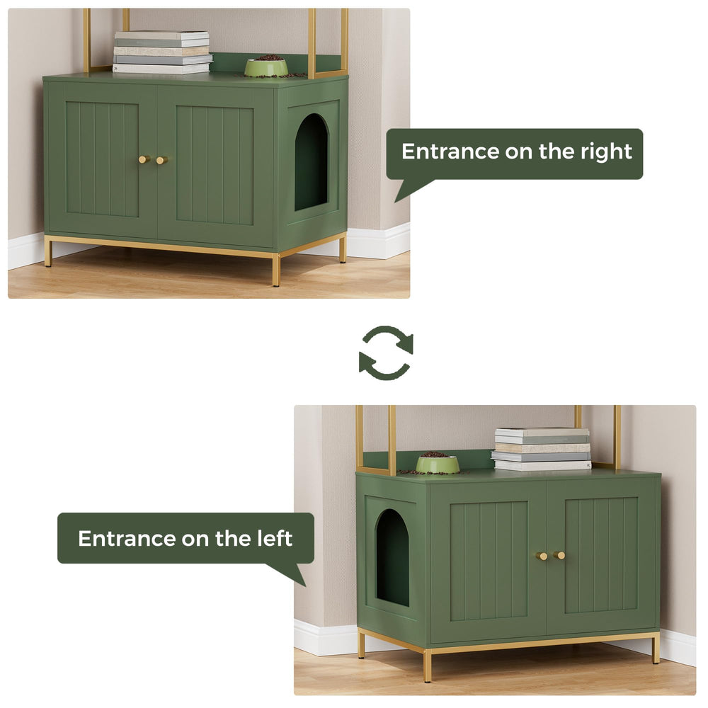 Homhedy cat litter box enclosure hidden pan emphasizes privacy and a clean look.