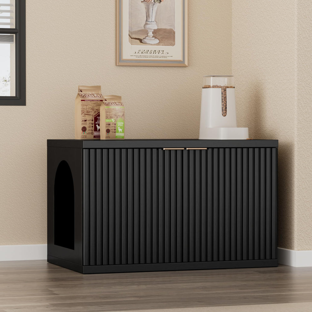 Homhedy cat litter box enclosure interior space fits most standard boxes.