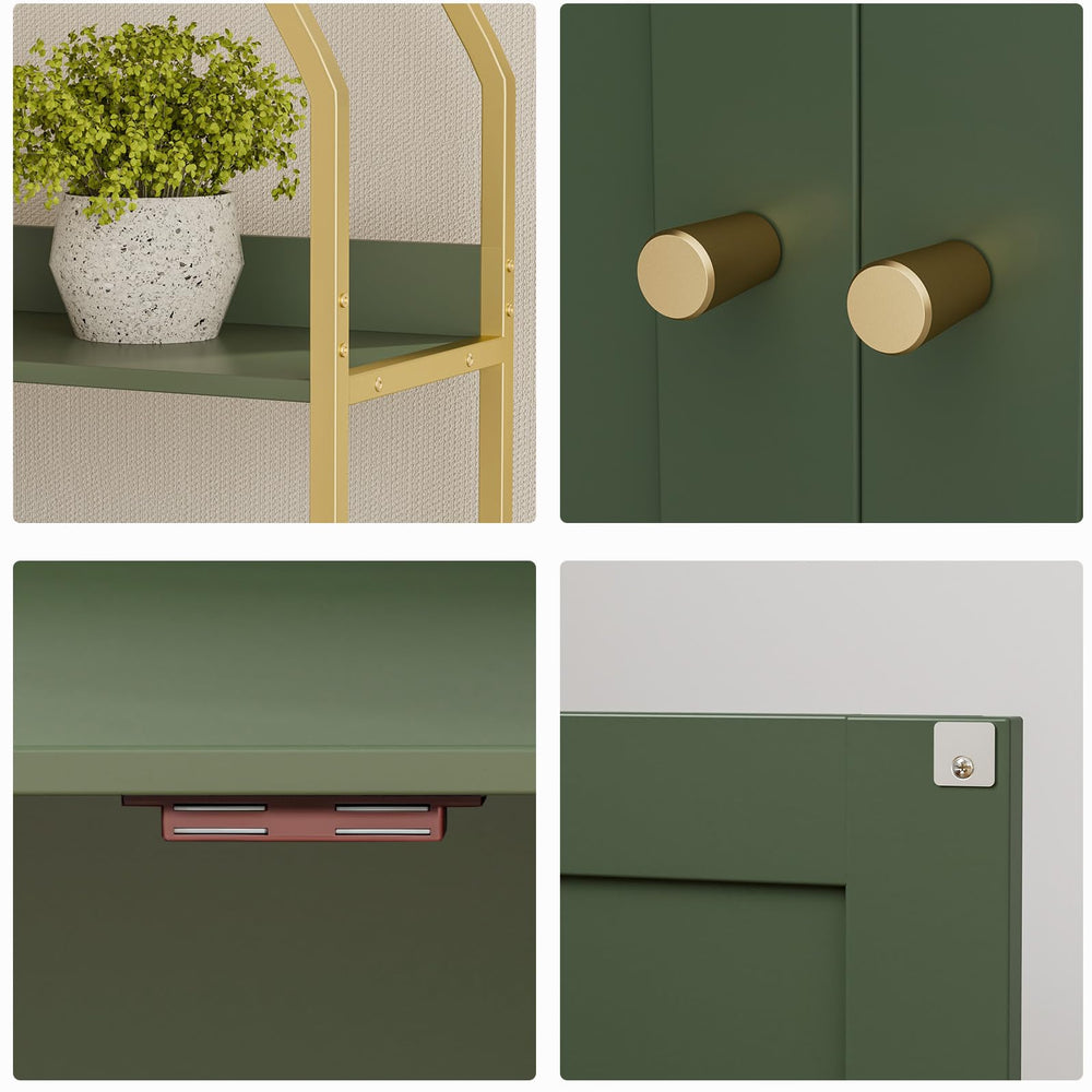 Homhedy cat litter box enclosure living room style blends with green gold decor.