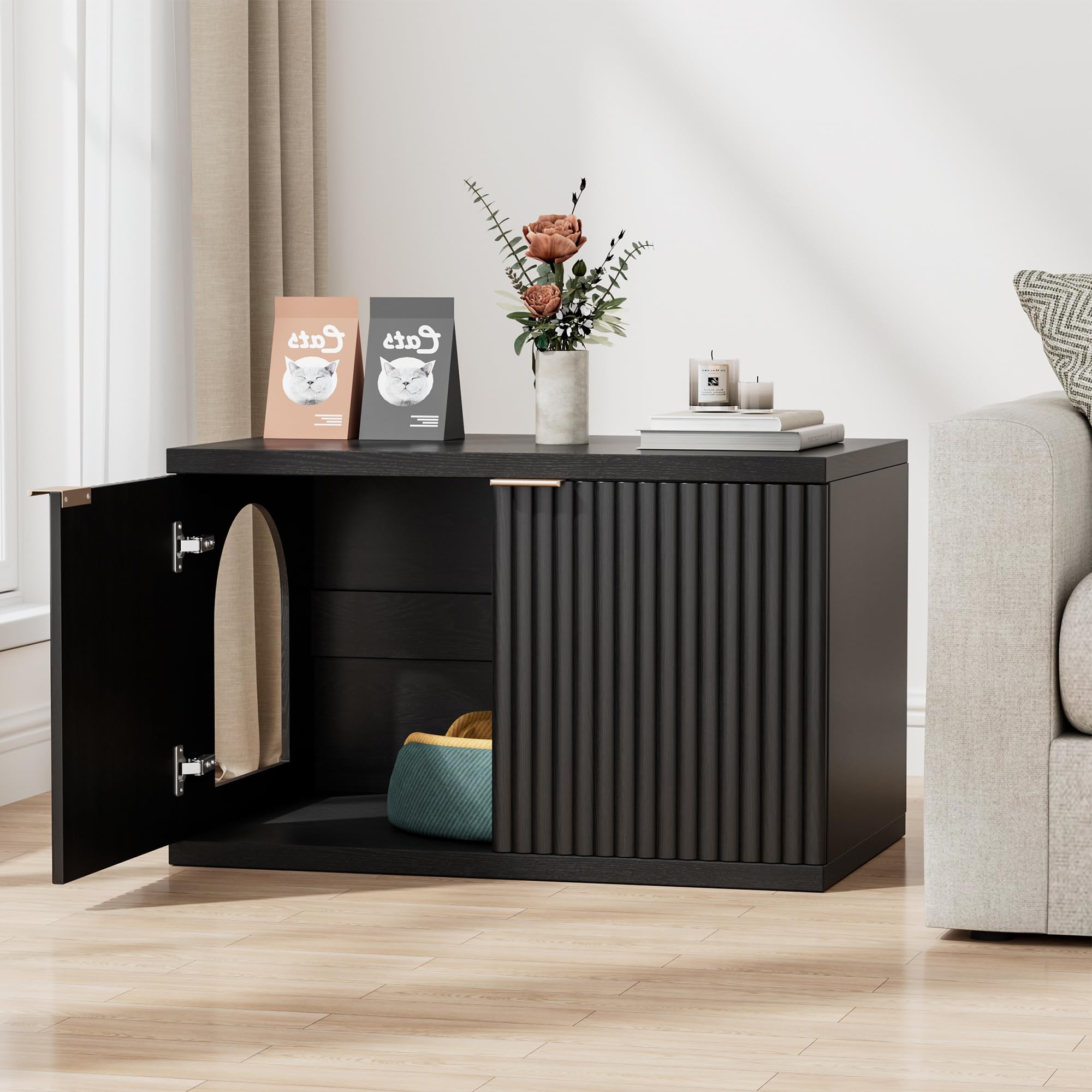 Homhedy cat litter box enclosure odor-control design helps keep rooms cleaner.