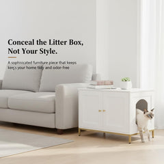 Homhedy cat litter box enclosure side view highlights space-saving design for living areas