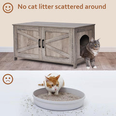 Homhedy cat litter box enclosure side view, generous interior for most litter boxes.