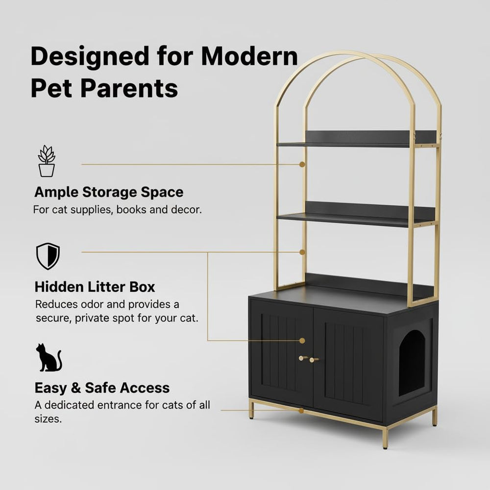 Homhedy cat litter enclosure inside pan view for hidden bathroom area