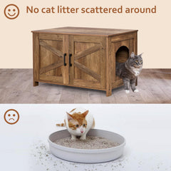 Homhedy cat litter enclosure entrance with barn-door option offers flexible access.